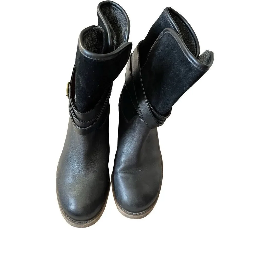Lucky Brand Declan’s Black Leather Mid Calf Boot‎ size 10